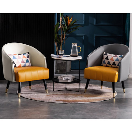 HMR Accent Chair with High Back (Set of 2) - Gray, Leather