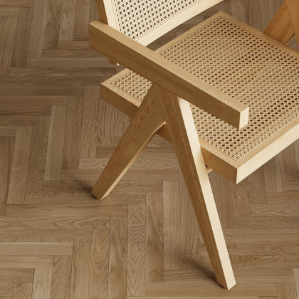 HMR Archic Japandi Bleached Wood Rattan Dining Chair with Solid Wood Frame - Natural, Without Upholstery, 4-Pieces
