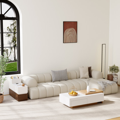 HMR - Sintered Stone Top Narrow Smart Side Table with Storage