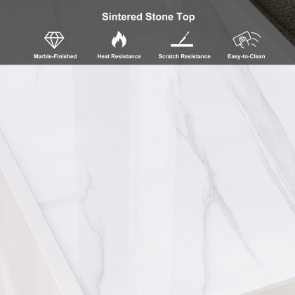 HMR - Sintered Stone Top Narrow Smart Side Table with Storage