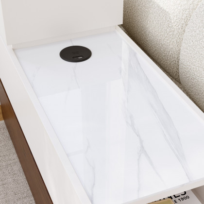 HMR - Sintered Stone Top Narrow Smart Side Table with Storage
