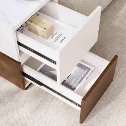 HMR - Sintered Stone Top Narrow Smart Side Table with Storage