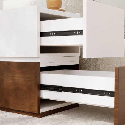 HMR - Sintered Stone Top Narrow Smart Side Table with Storage