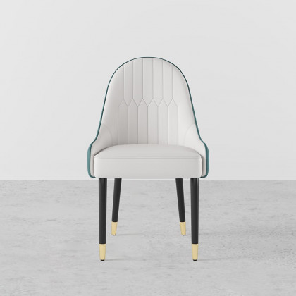 HMR Darg Series Modern PU Leather Upholstery Dining Chairs - White/Green, Set of 6