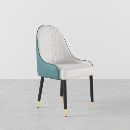 HMR Darg Series Modern PU Leather Upholstery Dining Chairs - White/Green, Set of 6