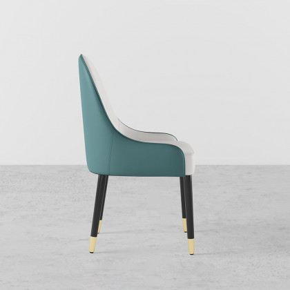 HMR Darg Series Modern PU Leather Upholstery Dining Chairs - White/Green, Set of 6