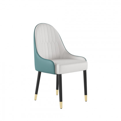 HMR Darg Series Modern PU Leather Upholstery Dining Chairs - White/Green, Set of 6