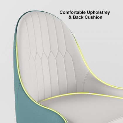 HMR Darg Series Modern PU Leather Upholstery Dining Chairs - White/Green, Set of 6