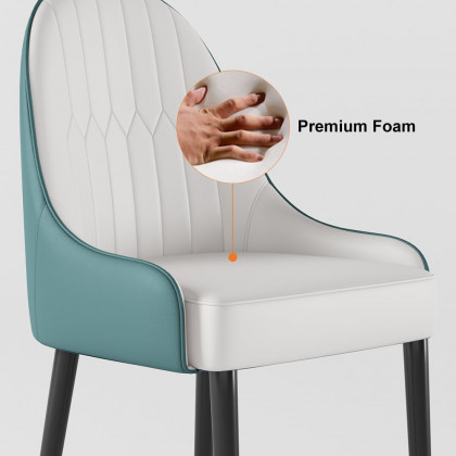 HMR Darg Series Modern PU Leather Upholstery Dining Chairs - White/Green, Set of 6