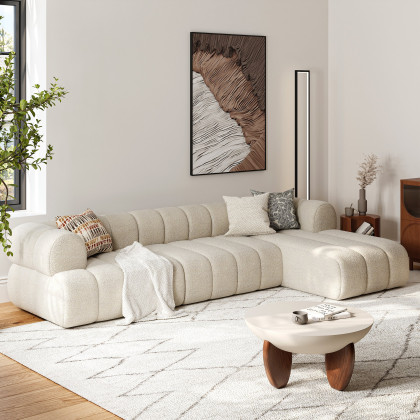 HMR 118" 3-Piece Sectional Sofa with Chaise - Beige