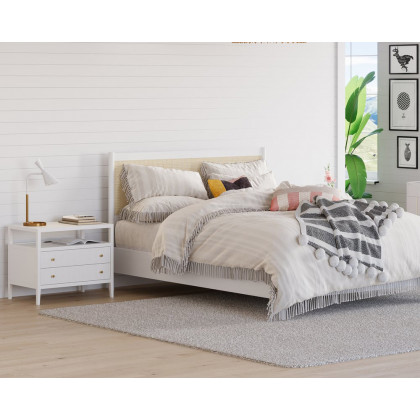HMR 30" Fluted 2-Drawer Wide Smart Nightstand - White, Set Of 2
