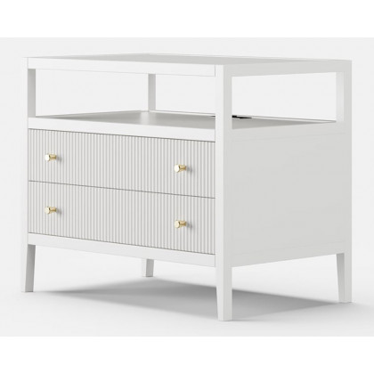 HMR 30" Fluted 2-Drawer Wide Smart Nightstand - White, Set Of 2