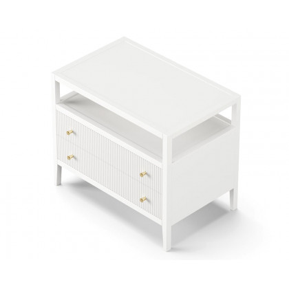 HMR 30" Fluted 2-Drawer Wide Smart Nightstand - White, Set Of 2