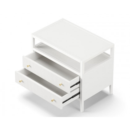 HMR 30" Fluted 2-Drawer Wide Smart Nightstand - White, Set Of 2