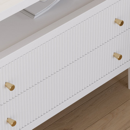 HMR 30" Fluted 2-Drawer Wide Smart Nightstand - White, Set Of 2