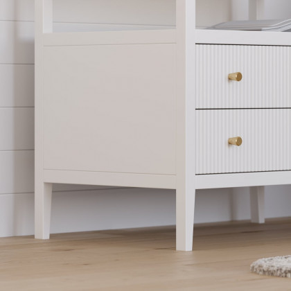 HMR 30" Fluted 2-Drawer Wide Smart Nightstand - White, Set Of 2
