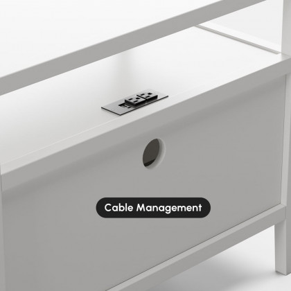 HMR 30" Fluted 2-Drawer Wide Smart Nightstand - White, Set Of 2