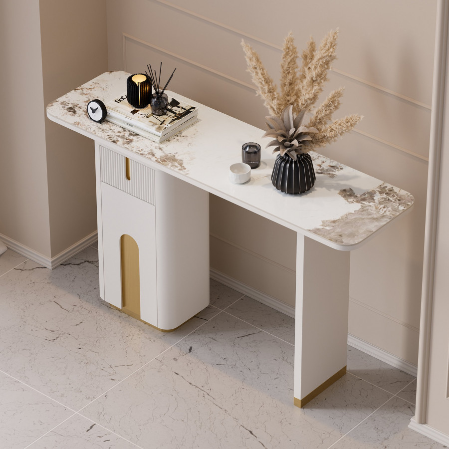 HMR - Artus 48" Modern Sintered Stone Console Table with Storage Entryway Table