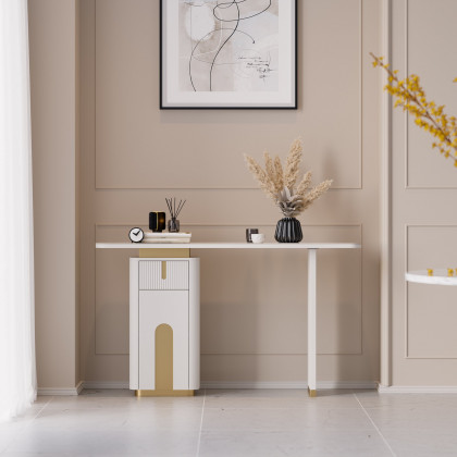HMR - Artus 48" Modern Sintered Stone Console Table with Storage Entryway Table