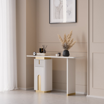 HMR - Artus 48" Modern Sintered Stone Console Table with Storage Entryway Table