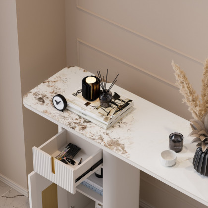 HMR - Artus 48" Modern Sintered Stone Console Table with Storage Entryway Table