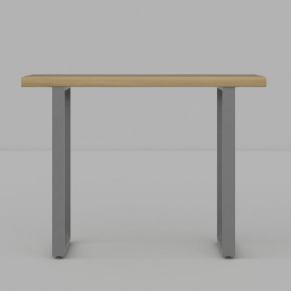 HMR - 39" Modern Natural & Silver Live Edge Console Table Wooden Top & Stainless Steel Base