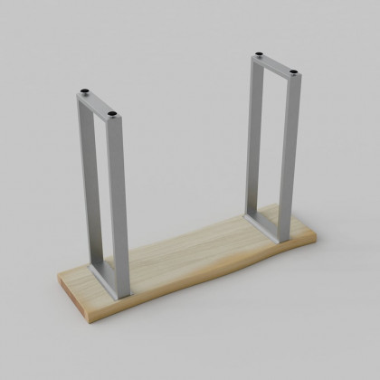 HMR - 39" Modern Natural & Silver Live Edge Console Table Wooden Top & Stainless Steel Base