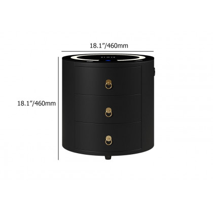 HMR Leather 3-Drawer Smart Nightstand with Light & Speaker - Black, Single