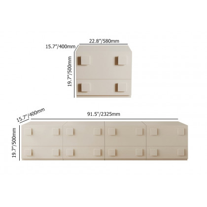 HMR - Modern White Wood TV Stand with 4 Drawer Convert to Tall Media Cabinet for 80" TVs