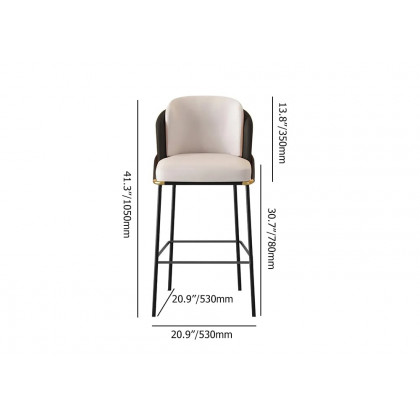 HMR Linenic Series Modern PU Leather Bar Stools - Black, 20.9"L x 20.9"W x 41.3"H, 1-Piece