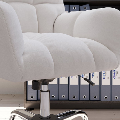 HMR 94.5" Two Person Double Desk & 2 Office Chairs Set Cotton & Linen Swivel Task - Black