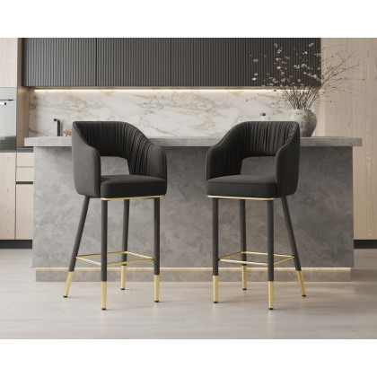 HMR - Modern 43" Bar Stools with Velvet Upholstery