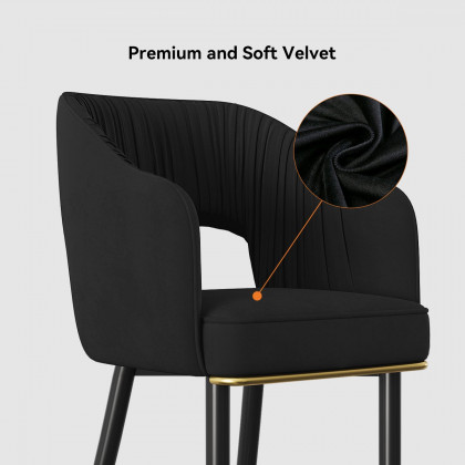 HMR Modern 40" Bar Stools with Velvet Upholstery - Black