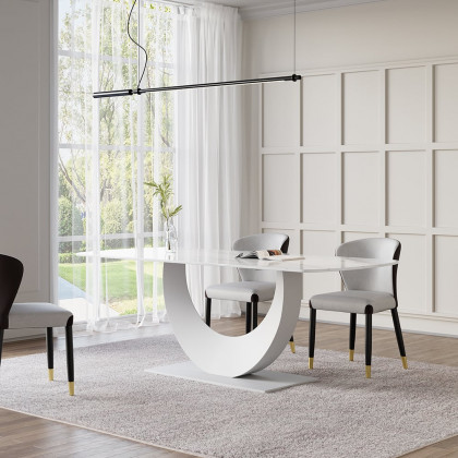 HMR - 70.9" Modern Style Rectangle Sintered Stone Dining Table Seats 6-8 People