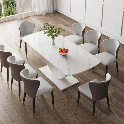HMR - 70.9" Modern Style Rectangle Sintered Stone Dining Table Seats 6-8 People