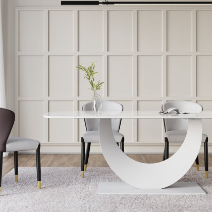 HMR - 70.9" Modern Style Rectangle Sintered Stone Dining Table Seats 6-8 People