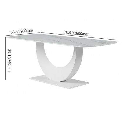 HMR - 70.9" Modern Style Rectangle Sintered Stone Dining Table Seats 6-8 People
