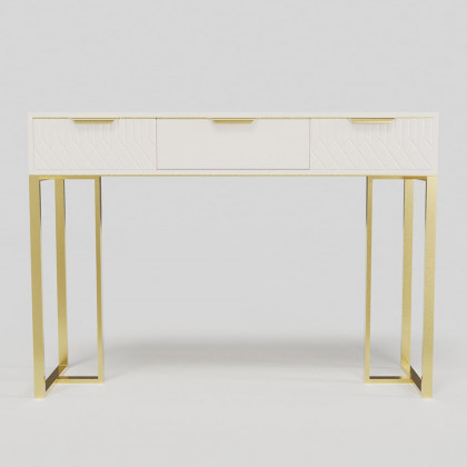 HMR - Aro 47.2" White & Gold Modern Console Table Rectangular Accent Table Entryway Drawers