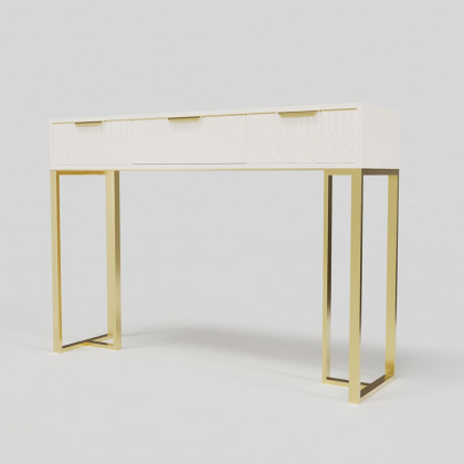 HMR - Aro 47.2" White & Gold Modern Console Table Rectangular Accent Table Entryway Drawers