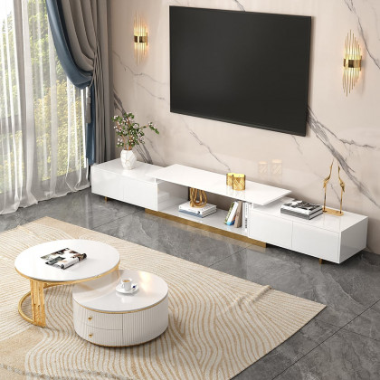 HMR Mordelle Extendable TV Stand with Storage (63"-95") - White