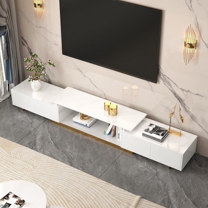 HMR Mordelle Extendable TV Stand with Storage (63"-95") - White