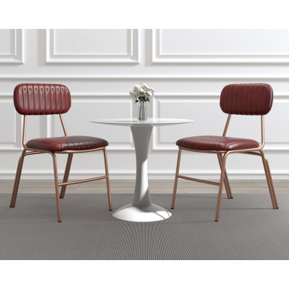 HMR Modern Dining Chairs with Faux Leather Upholstery (Set of 4) - Wine Red
