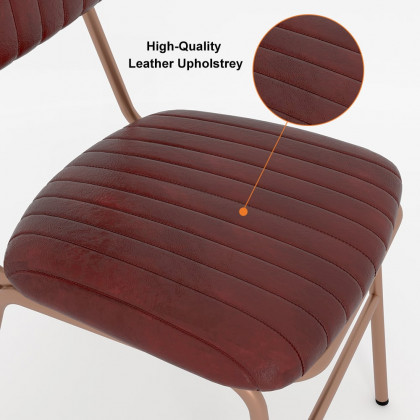 HMR Modern Dining Chairs with Faux Leather Upholstery (Set of 4) - Wine Red
