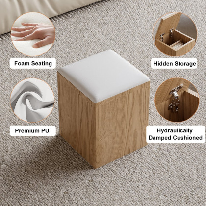 HMR 39" Lift-Top Foldable Coffee Table with 4 Stools & Storage - Natural