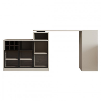 HMR - 57"-82" Sofa Bar Table Khaki Storage Cabinet Rotatable Behind Couch Pub Table