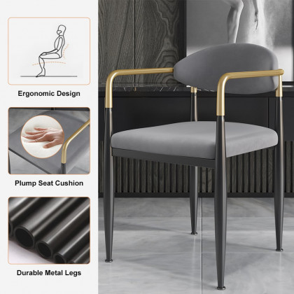 HMR Otrast Series Modern Dining Chairs with PU Leather Upholstery - Gray, 4-Pieces