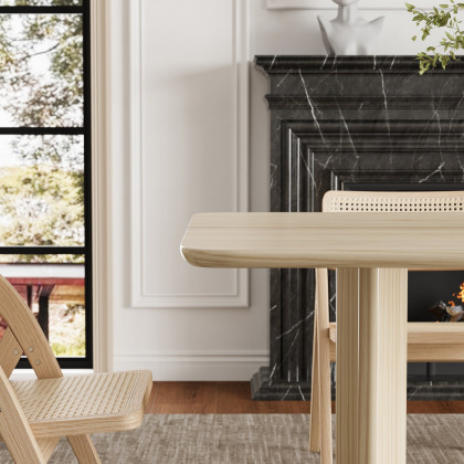HMR - 78.7'' Farmhouse Rectangle Solid Wood Dining Table Seats 6-8 People
