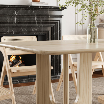 HMR - 78.7'' Farmhouse Rectangle Solid Wood Dining Table Seats 6-8 People