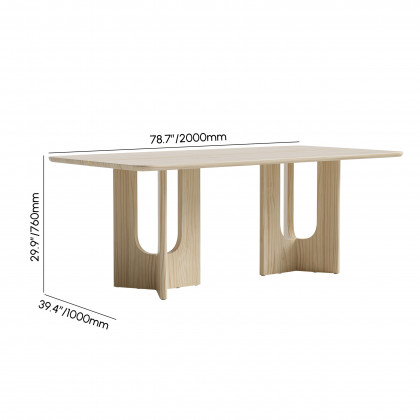 HMR - 78.7'' Farmhouse Rectangle Solid Wood Dining Table Seats 6-8 People