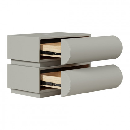 HMR Humply Modern Leather Smart Nightstand with Wireless Charger Drawers - Light Gray, 2-Drawer, Set Of 2